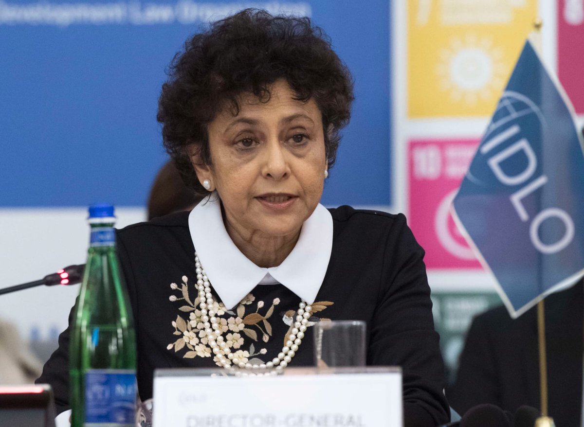 IDLO's tweet photo. DG @Irenekhan wraps up #AOP2019 thematic session mentioning that this discussion is clear evidence of the importance of international coop through a people-focused approach. Expectations are very high, meaning that our mandate is crucial! #ROL4Dev #SDG16 https://t.co/xLa7hBTDiU