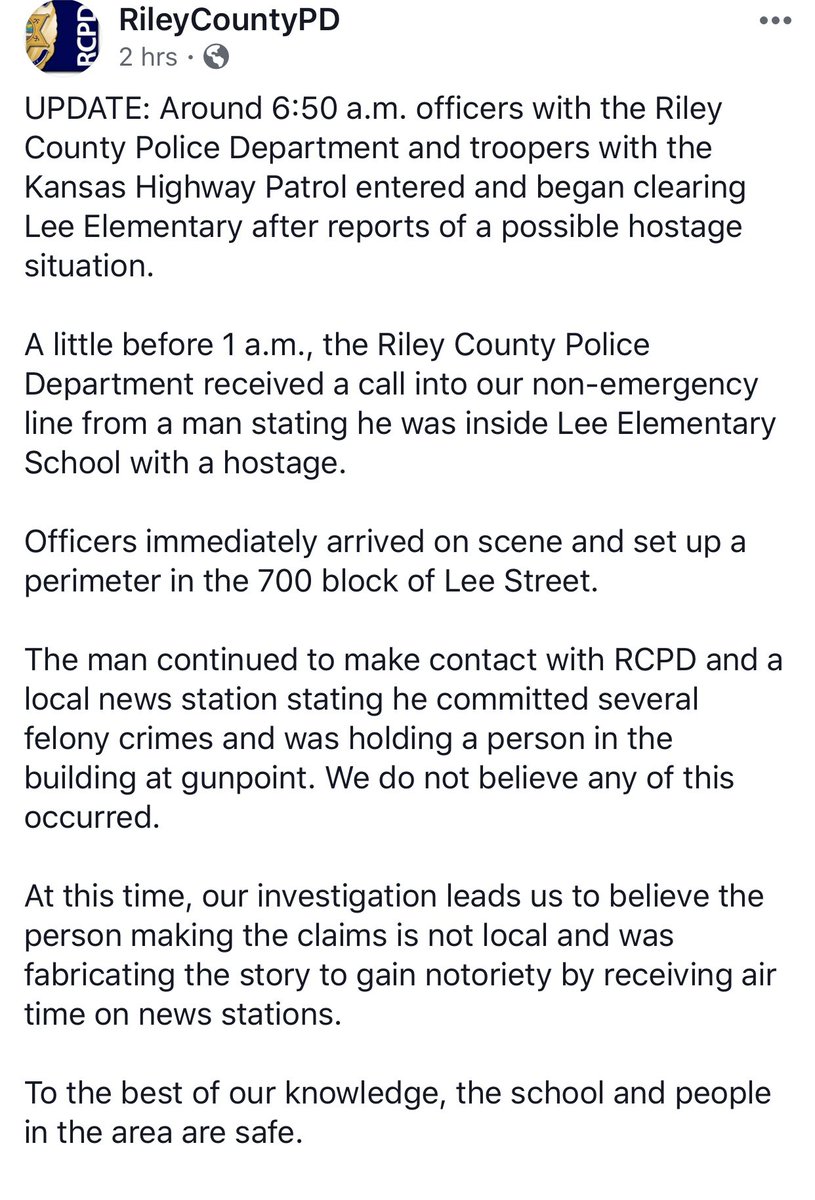 UPDATE on reported hostage situation at Lee Elementary School: