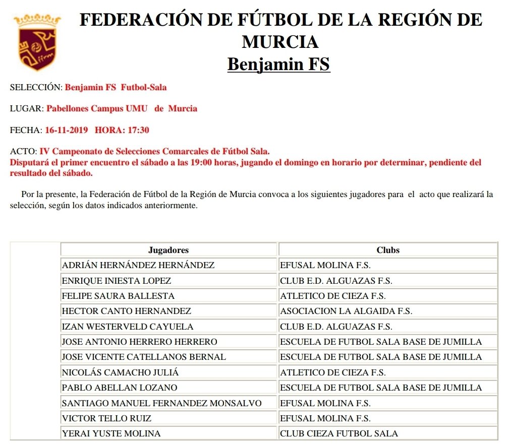 ffrm_es's tweet photo. 《😊 ¡#COMARCALES! 😊》
¡Convocatorias para el Campeonato de selecciones comarcales de fútbol sala que tendrá lugar este fin de semana en la @UMU!
📝 ¡Benjamines! 👇 https://t.co/Q9cbVCjerT