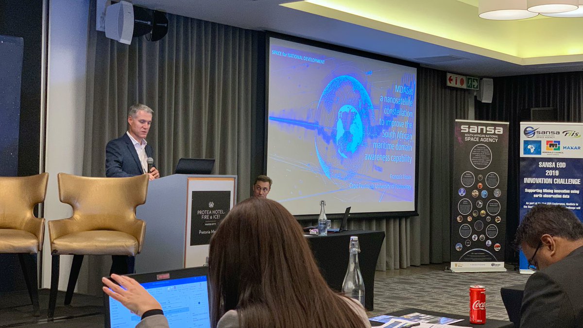 FSATI Chief Engineer Francois Visser talking about the upcoming MDASat constellation at the SANSA Space for National Development Conference #SND2019 #CubeSat