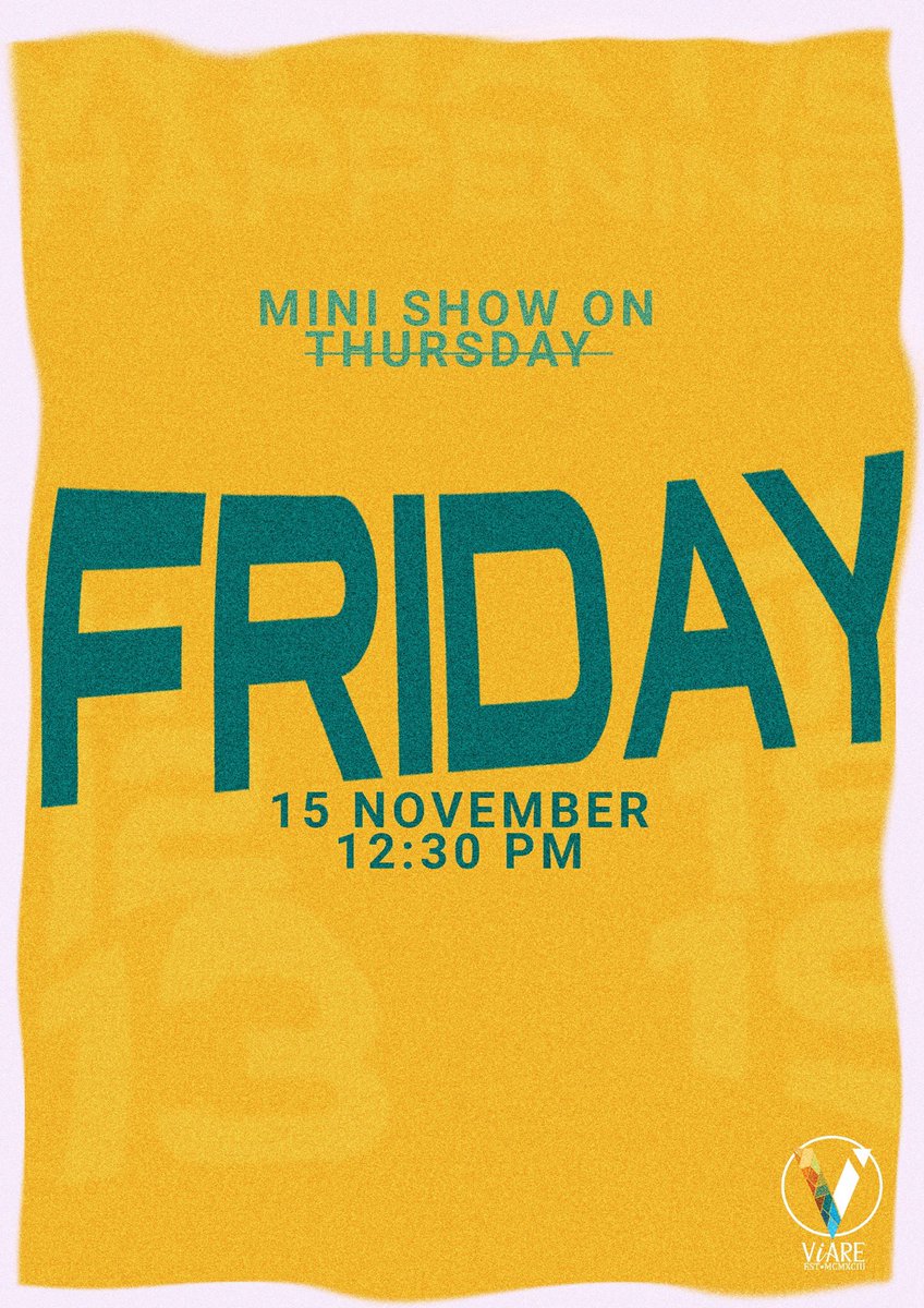 officialviare's tweet photo. Mini show on Thursday?
Mini show on FRIDAY, November 15, 12:30 PM.
Don't miss it 😮
#ViARE
#WHATisHappening
#ViAREalityCheck https://t.co/AZBC7X20d7