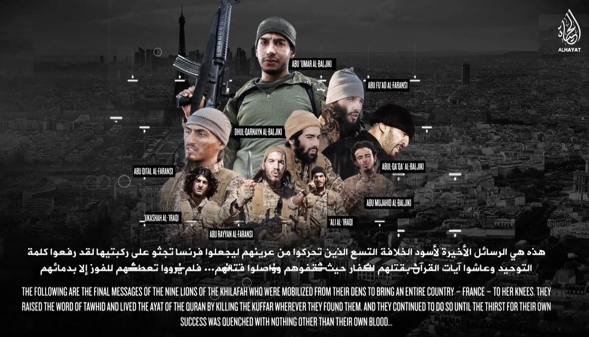 20. ISIS celebrated the Paris attacks with several videos from their provinces. But on 24.01.16, their central video branch al-Hayat media – then lead by German Christian Emde – released a 17:39min video with new footage of the Paris attackers.