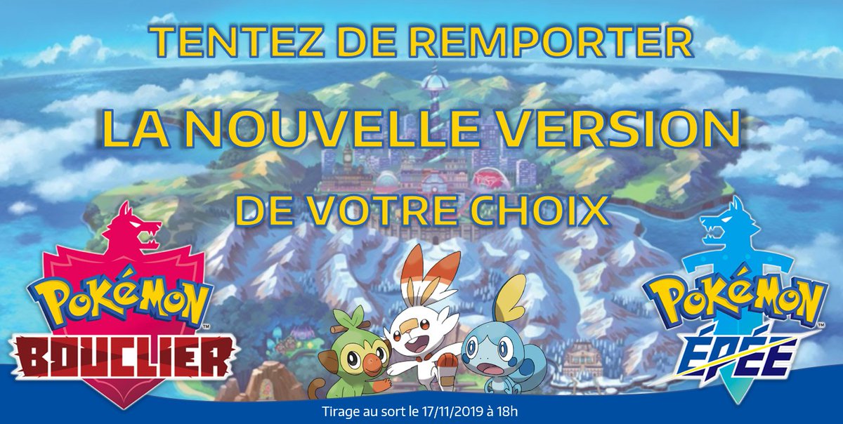 YouPassFR's tweet photo. #CONCOURS #PokemonSwordShield 

Les nouvelles versions ⚔️🛡️ de Pokémon débarquent bientôt sur votre Switch !

En cette occasion, tentez de remporter la version de votre choix 🎁 

Pour participer ? Rien de plus simple :

🔹  RT
🔹  Follow @YouPassFR 

TAS le 17/11 à 18h https://t.co/kgbpdYzOv7
