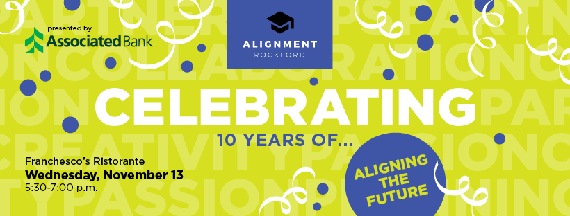 AlignmentRkfd's tweet photo. Celebrating 10 years of Alignment Rockford tonight! We can hardly believe it has been 10 years. Thank you to our past, current, and future leaders and partners who have made the last 10 years possible. We always say we are better together, and we truly mean it. https://t.co/tL2SMzbKpw