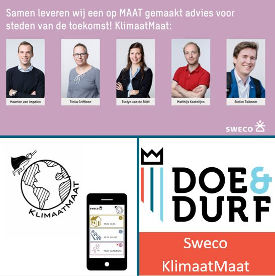 Ook @sweconederland strijdt om een podiumplek tijdens ons congres met #DoeEnDurf idee #KlimaatMaat. Een platform dat inzicht én op maat gemaakt advies geeft om je huis te verduurzamen. KlimaatMaat koppelt verduurzamingskansen aan lokale initiatieven. bit.ly/36Xn4ad