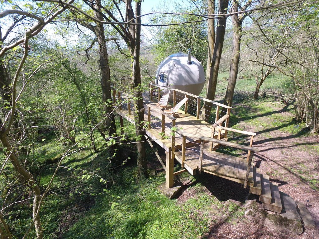 TreeTents's tweet image. We&apos;re not sure if #Monmouthshire-based Emily and Joe named their Oak Apple #TreeTent after the Oak Apple Wasp gall, but they do have similarities. Both hang in trees, both are spherical, and both structures provide a safe home to their inhabitants. Go to @canopyandstars to book!