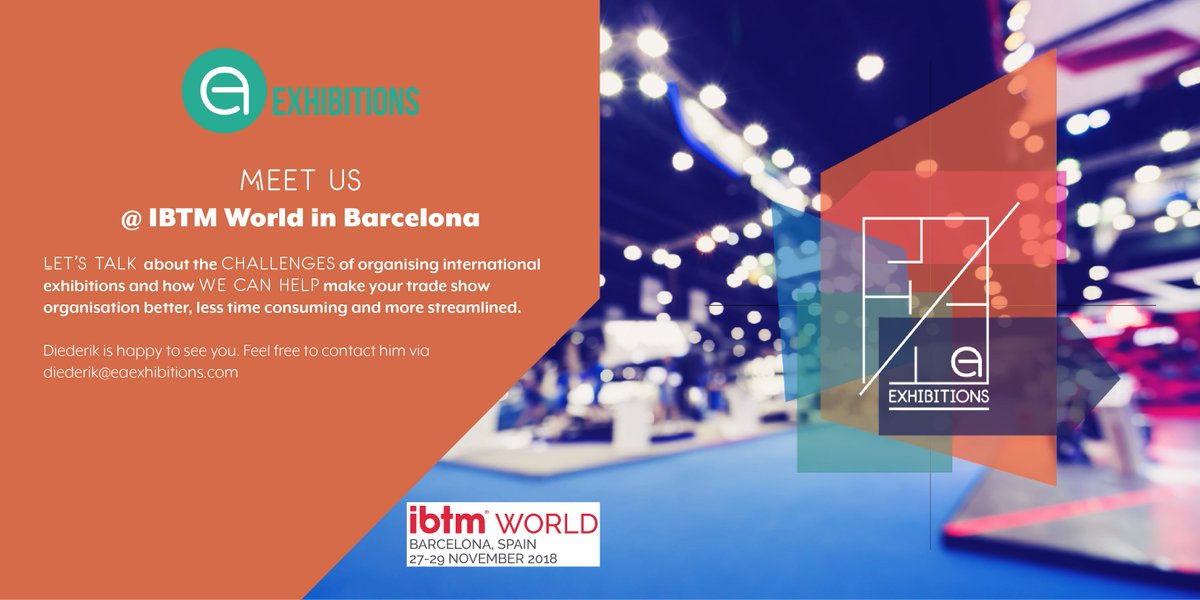 Will we see you at #IBTMWorld? 
Send Diederik a message: Diederik@eaexhibitions.com 
 ow.ly/VoMw50x9AKR

@IBTMevents #Eventprofs #exhibitions #tradeshow #exhibitionmanagement