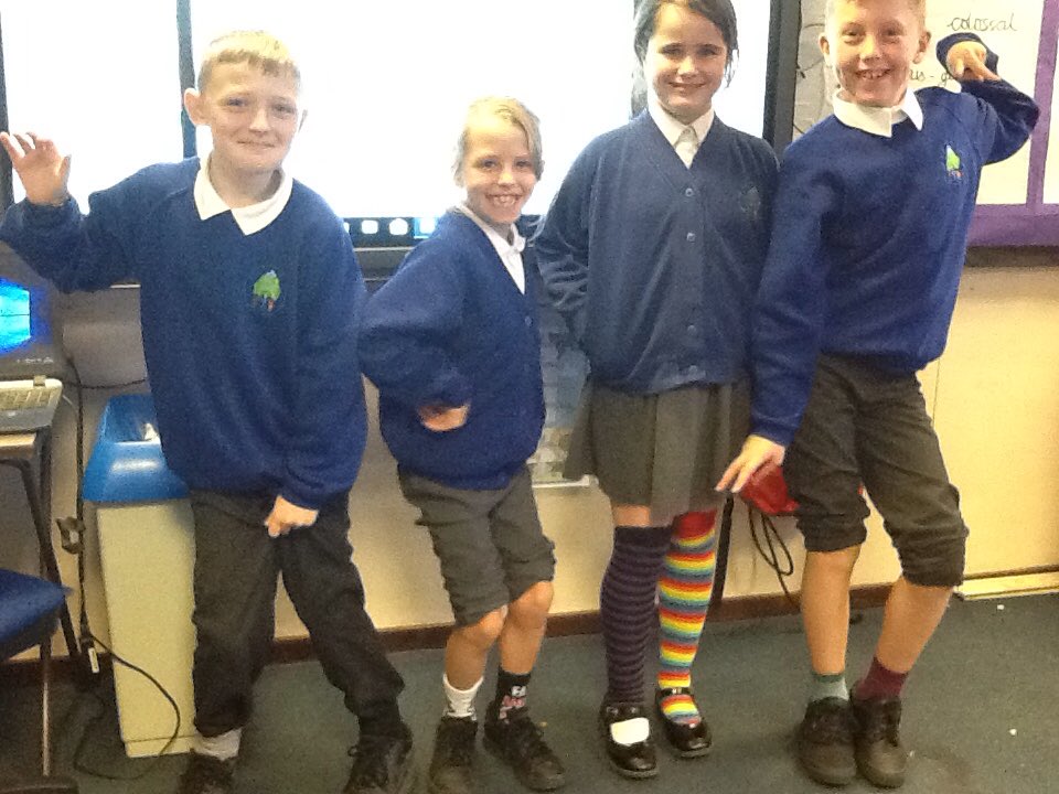 BattyefordY5's tweet photo. Year 5 looking glamorous! We wore odd socks to show our support for anti bullying week! We celebrated how unique, diverse and different we all are! @Battyeford https://t.co/Q2UYgBOMdp