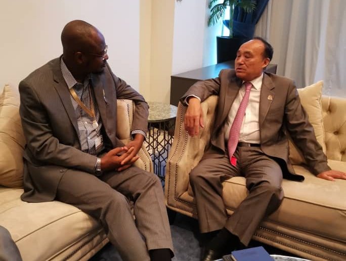 FMCIDENigeria's tweet photo. Leader of Nigerian Delegation, Honourable Minister of Communications and Digital Economy, @DrIsaPantami in an official meeting with the Secretary-General of @ITU, Houlin Zhao during World Radiocommunication Conference ongoing in Sharm El-Sheikh, Egypt.
#WRC19
#FMoCDEtoday
#FMoC19 https://t.co/qT0UiZum45
