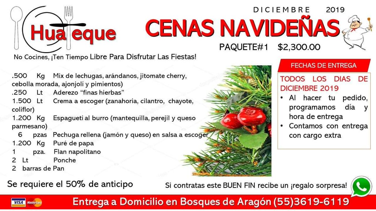 fabitachef's tweet photo. ¡¡PAQUETES DE CENAS NAVIDEÑAS!!
Si apartas este BUEN FIN aceptamos VALES DE DESPENSA (solo el 50% del costo) y obtendrás un obsequio https://t.co/0mJMPYAtue