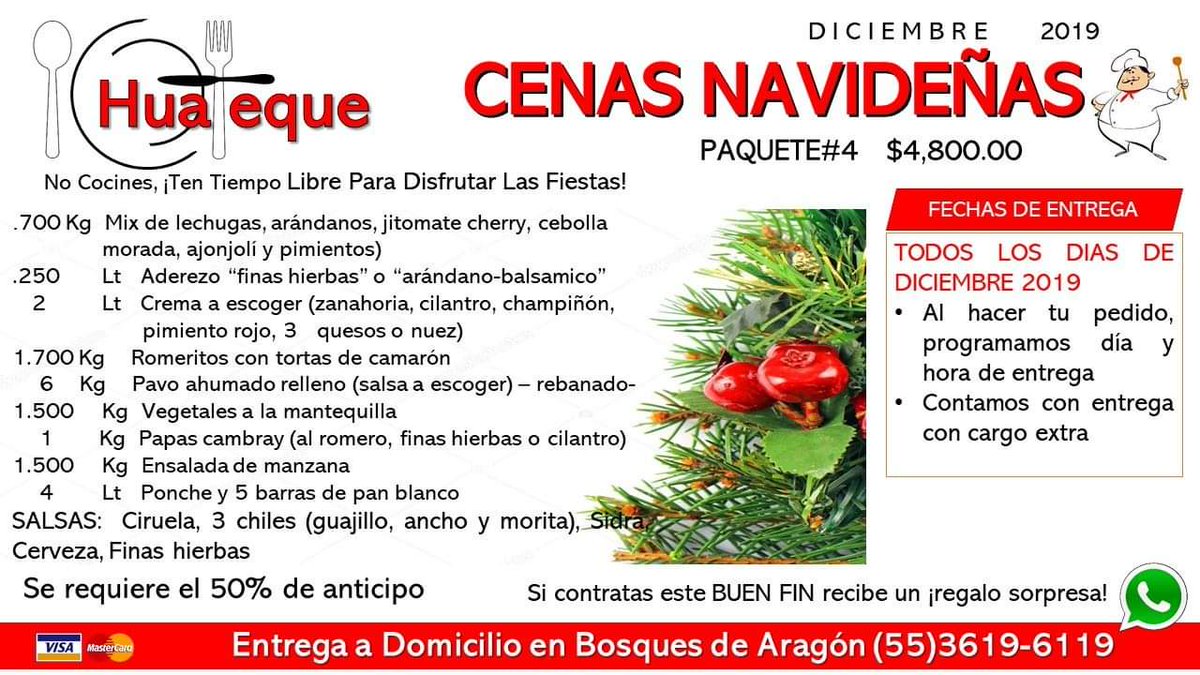 fabitachef's tweet photo. ¡¡PAQUETES DE CENAS NAVIDEÑAS!!
Si apartas este BUEN FIN aceptamos VALES DE DESPENSA (solo el 50% del costo) y obtendrás un obsequio https://t.co/0mJMPYAtue