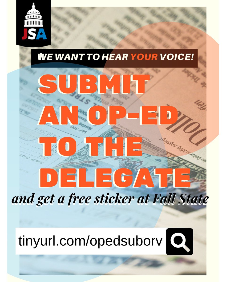 orvjsa's tweet photo. Submit an op-ed for The Delegate and get a free JSA sticker &amp; free vintage ORV fall state button at Fall State! https://t.co/ExRSKrVDCU