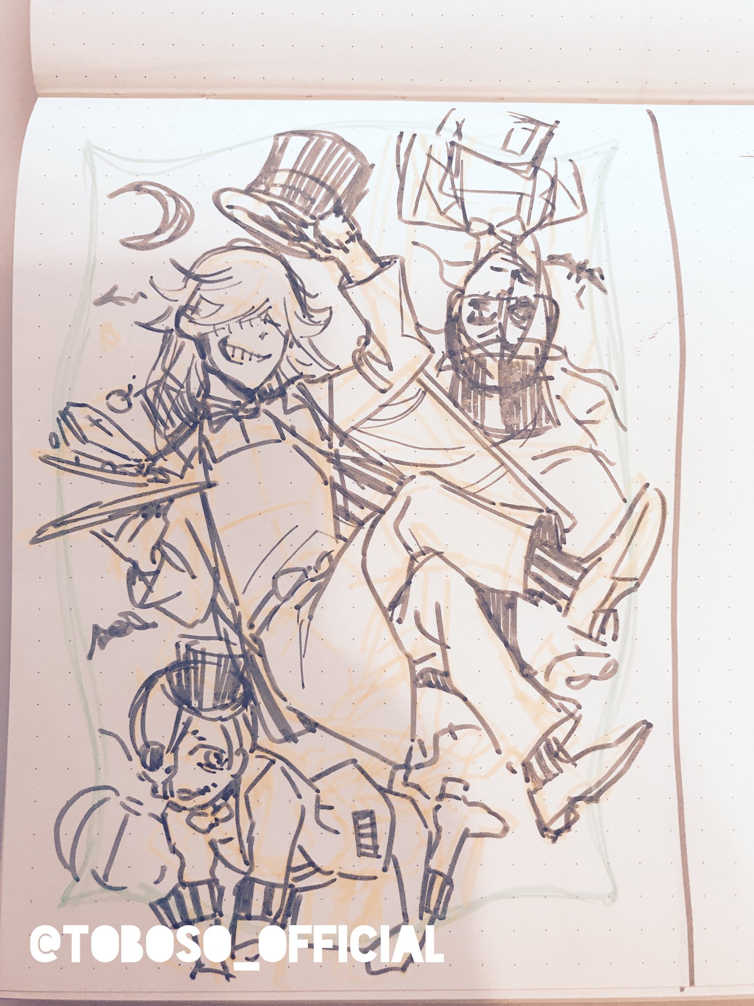 枢やな Staff ハロウィーンついでに 黒執事 ファントムカフェのハロウィンパーティー用のイラストラフと完成比較 蛍光ペンとマーカーで描くレイアウトラフは楽しい 枢 枢やな Staff ハロウィーンついでに 黒執事 ファントムカフェのハロウィンパーティー用のイラストラフと完成比較 蛍光ペンとマーカーで描くレイアウトラフは楽しい 枢