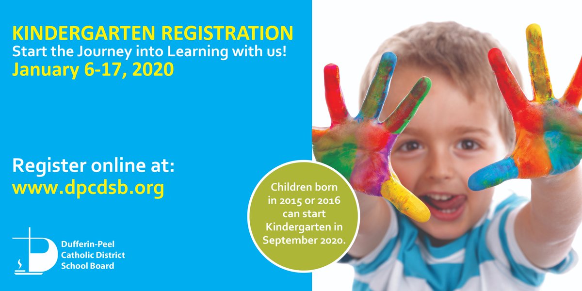 Mark you calendar! 

Kindergarten Registration for the 2020-21 school year will take place January 6-17, 2020.

More info: www3.dpcdsb.org/schools/regist…

Start the journey into learning with us!

#DPCDSB