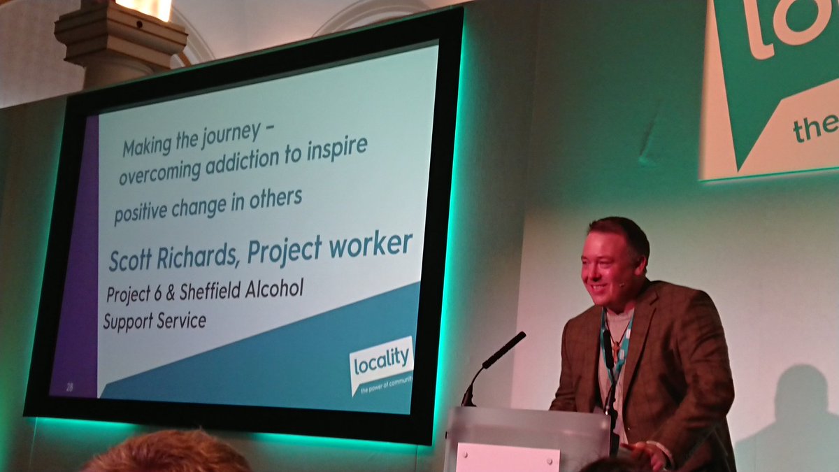 Our incredible Scott Richards wowing the hall at #Locality19. What a 🌟. So proud to run an organisation @Project6_ @SASSsheffield that someone as inspirational as Scott wants to work for. 

@localitynews @DWAW_Sheffield @Cass_W_ @SophieMichelena @hugh_rolo @Systemanarchist