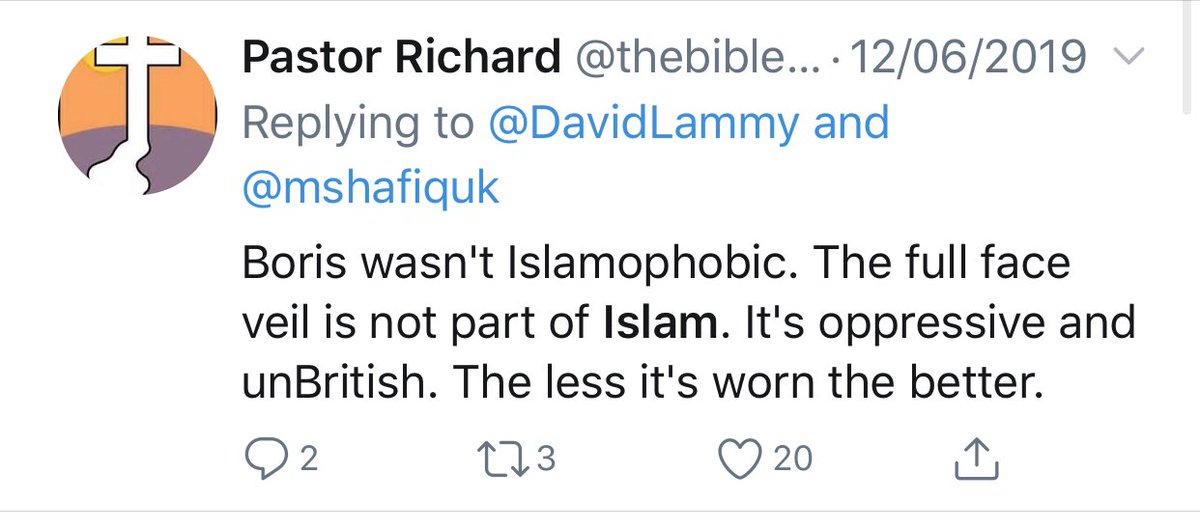 Here he is defending Boris Johnson’s comments about the Burkha