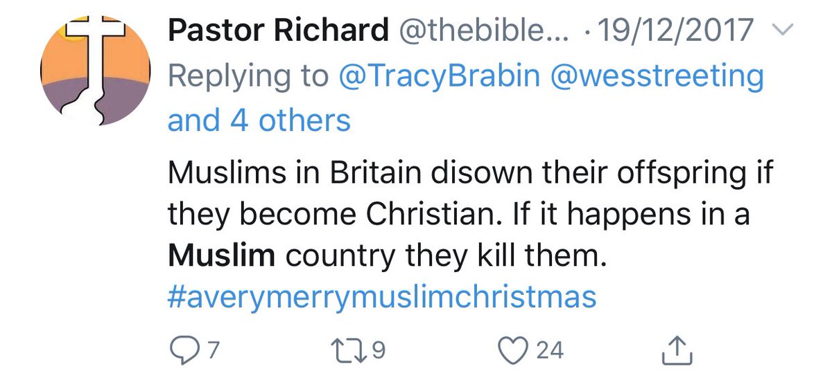 Here’s another tweet where he suggests Muslims kill their children for changing religion