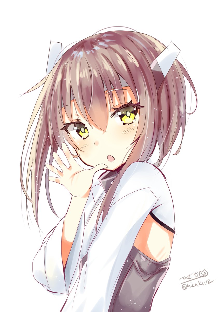 taihou (kancolle) 1girl solo brown hair white background headgear looking at viewer simple background  illustration images