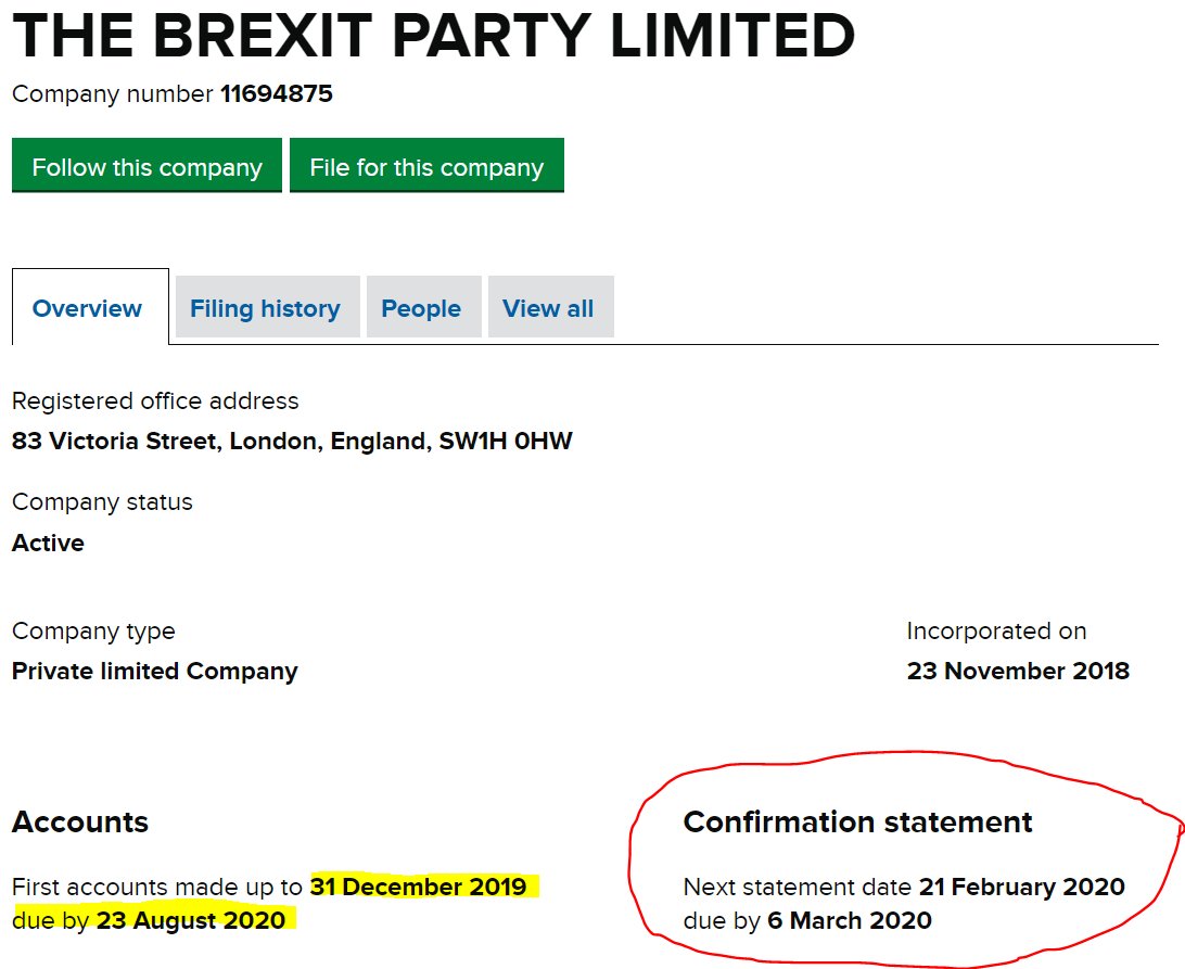 If you ever wonder "Why is 'The Brexit Party' a limited company rather than a Political Party?"Well here's a big clue: Maybe a thread, maybe I'll do some real work.