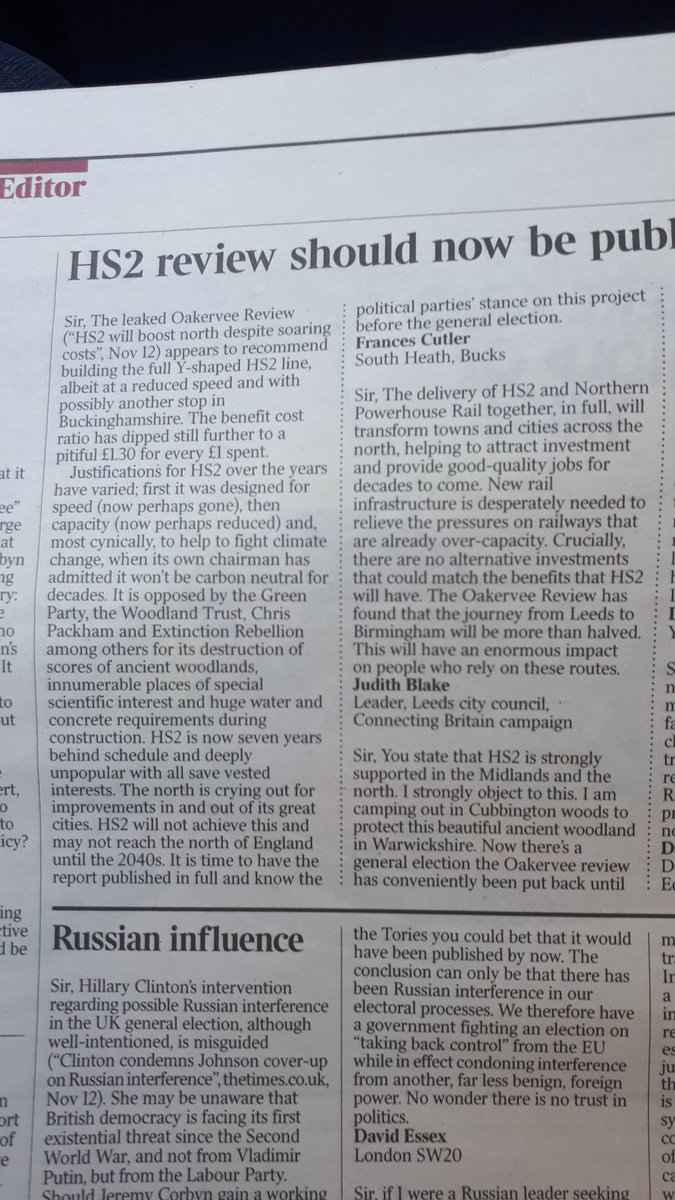 PehRichardson's tweet photo. Excellent letter in the Times from @frances_cutler We now need politicians with the courage to #StopHS2 https://t.co/TMxJAVsqaR