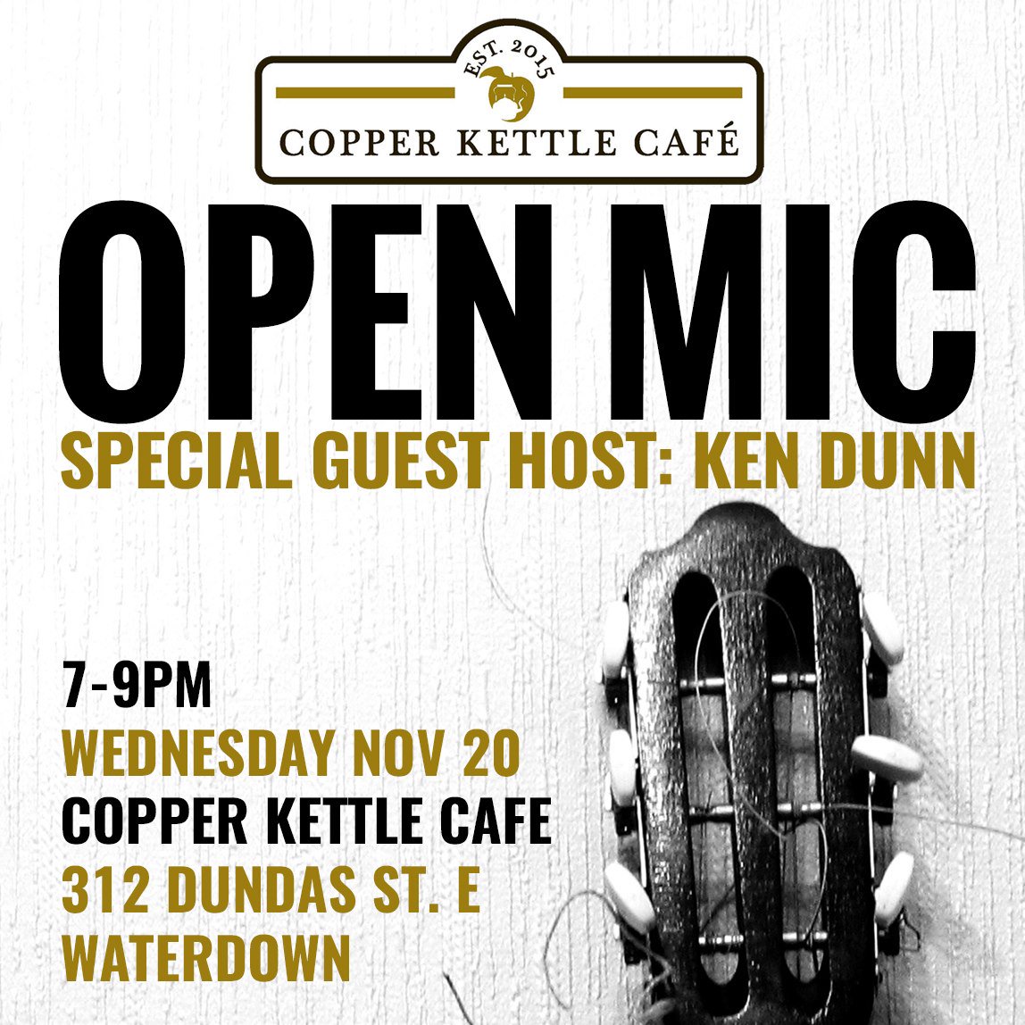 KenDunnMusic's tweet photo. In one week we'll be jamming at the @copper_kettle_ and I'm honoured to guest host for @gilliannicola
Be sure to mark your calendars and join us in Waterdown!
https://t.co/oX2Z3gb05V
#openmic #livemusic #CopperKettleCafe #KenDunnMusic https://t.co/aW2EwdNJjF