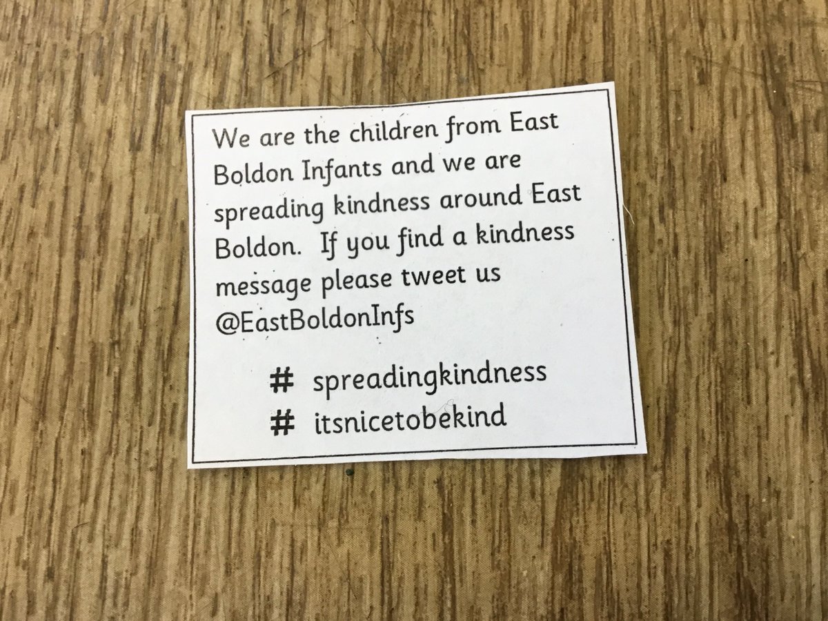 EastBoldonInfs's tweet photo. On today, World Kindness Day, our Kindness Team have been on a mission....to spread kindness around East Boldon! Keep a look out for our kindness messages! We'd love it if you tweeted back! #spreadingkindness #itsnicetobekind https://t.co/Gq0BV1QIwQ