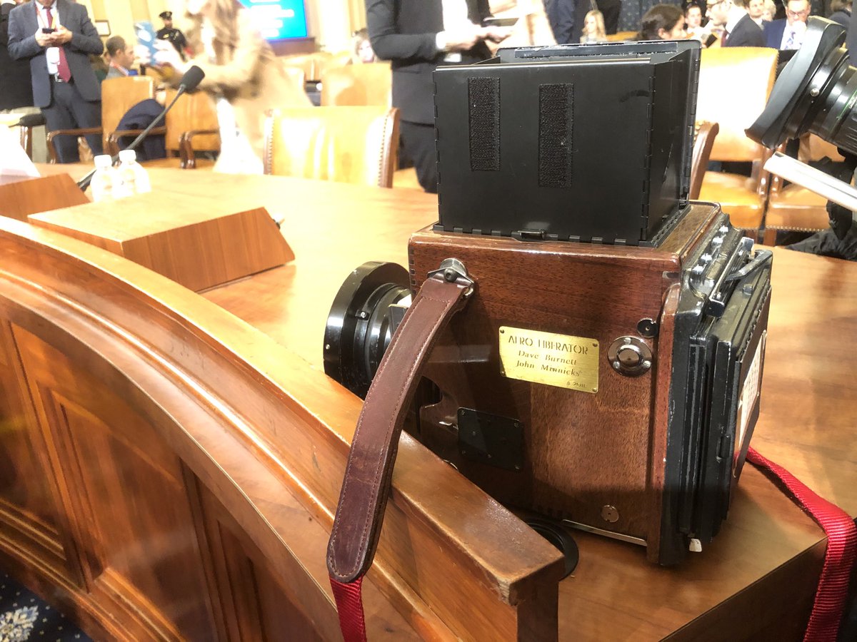 davidb383's tweet photo. At the opening of the House Impeachment, the ole wooden camera on the ole wooden witness table https://t.co/Lht5DJ1xPt