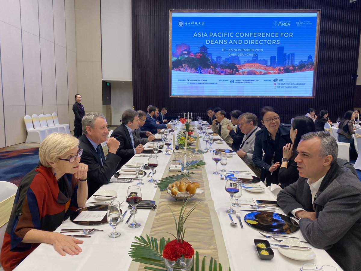 Assoc_of_MBAs's tweet photo. The first day of APAC closes with a networking dinner at the Crowne Plaza and our CEO, Andrew Main Wilson, addressing our delegates #AMBA19 https://t.co/HyGgXN4LK9