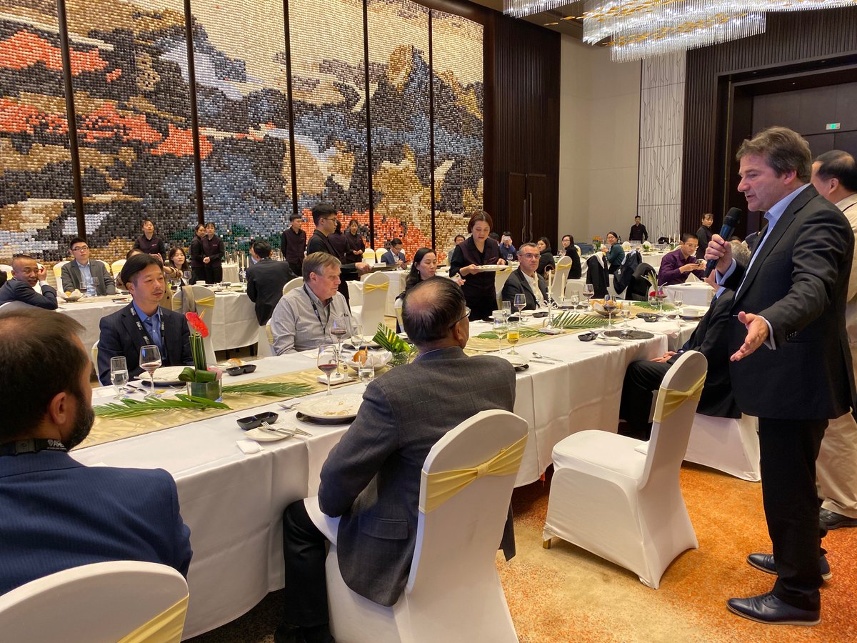 Assoc_of_MBAs's tweet photo. The first day of APAC closes with a networking dinner at the Crowne Plaza and our CEO, Andrew Main Wilson, addressing our delegates #AMBA19 https://t.co/HyGgXN4LK9