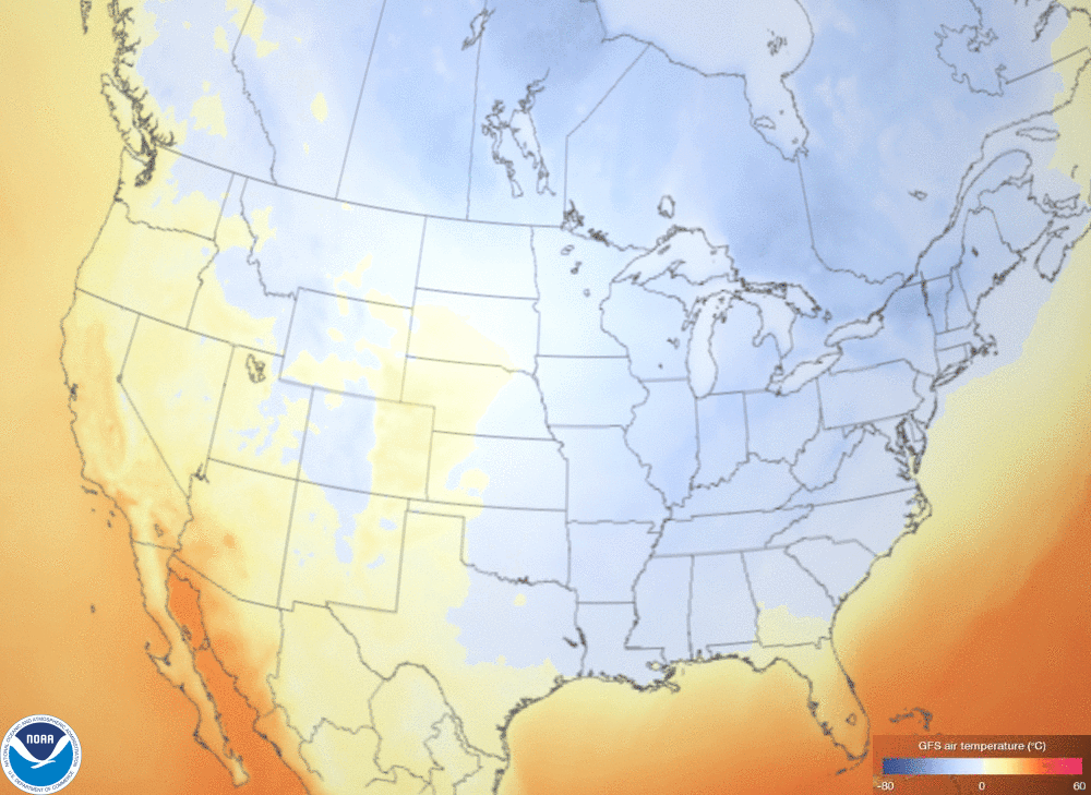 NOAASatellitePA's tweet photo. SATELLITE SPOTLIGHT: @NOAA #satellites provide crucial data for #weather #ForecastModels like the Global Forecast System (#GFS), which predicted a very cold morning. In fact, the #Arctic blast brought sub-#freezing temperatures to locations in all #Lower48 states today. #GISday https://t.co/gM2nhoPv4Q
