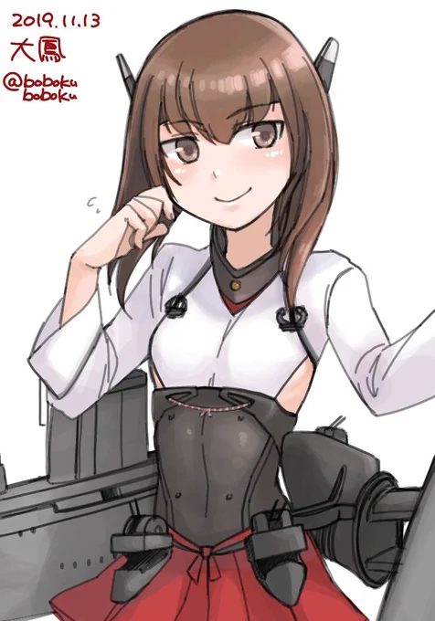 どんなポーズにしようかな～って鳴ったところなぜかちょっと照れてる大鳳ちゃんになりましたとさ
#艦これ版深夜の真剣お絵描き60分一本勝負
#艦これ版真剣お絵描き60分一本勝負_20191113 