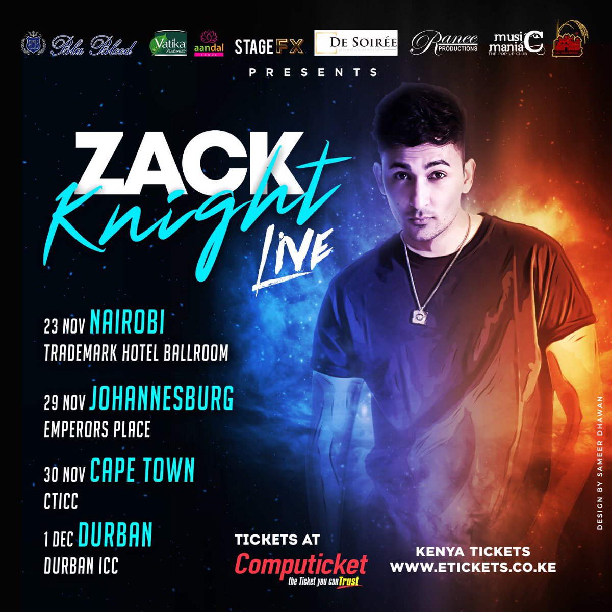 khizamusic's tweet photo. Africa Tour 2019 @iamzackknight live in concert 4 cities #nairobi #Johannesburg  #CapeTown #Durban @RaneeProduction @BluBloodSA performing all his hits ... #tour2019 https://t.co/1yxZaDCzgU