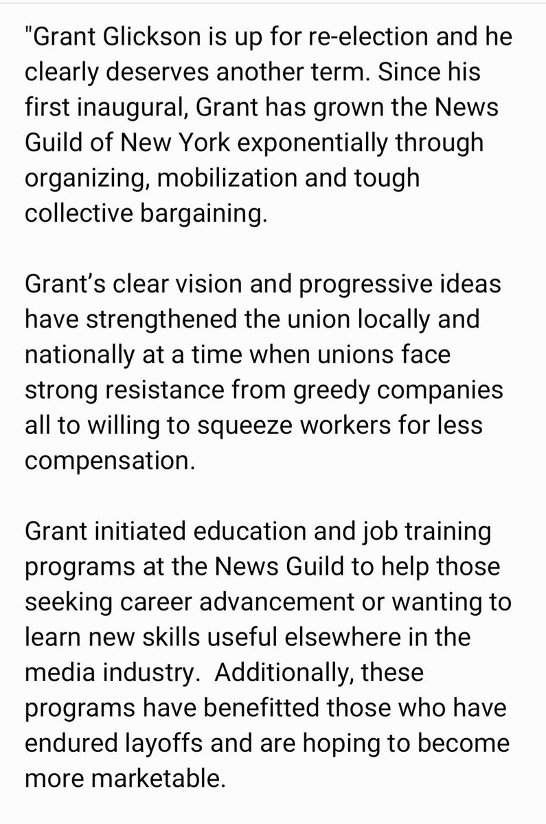 NewsguildP's tweet image. Good Morning NewsGuild Members! Art, I'm humbled by your endorsement and energized by your support! The Members First slate is looking towards another term of growing the Guild and building our dreams! #gotv 

ART MULFORD
Former Local Chairperson, Newspaper Guild of New York