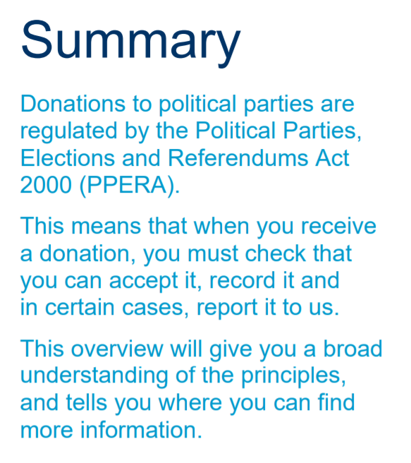 Ooomph. Wouldn't want to have to provide audited statements. Definitely wouldn't want to be subject to PPERA 2000 - Especially after  http://Leave.EU  got stung by breaking those rules. Except  @darrengrimes_ who was ruled, in court, as "Too stupid to understand"