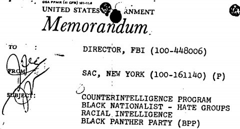 Here's a striking example from that era. In this memo, the FBI special agent in charge in New York was writing to HQ for approval for a “counter-intelligence” scheme. He wanted to feed info into the Jewish community in NY to instigate a fight between the Jewish & Black community.