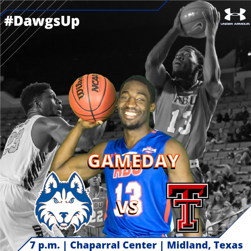 HCUAthletics's tweet photo. It's Gameday! Your @HBUBasketball Huskies are in Midland, TX for a neutral court game against the 11th-ranked Red Raiders of Texas Tech this evening at 7 pm! #DawgsUp https://t.co/L4r6GcDZd8