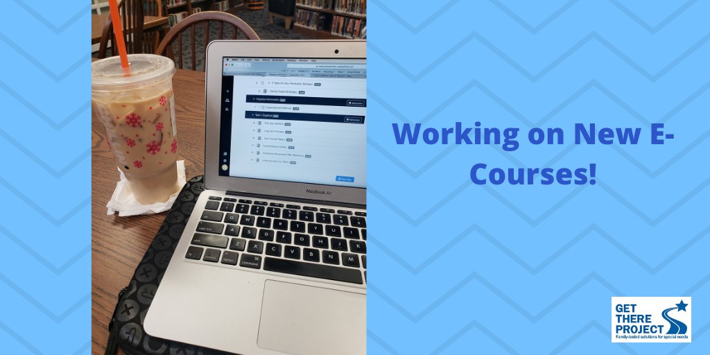 project_there's tweet photo. #BehindTheScenes: This is how new e-courses get done! #GetThereProject’s Heather is working very hard on new courses and taking the opportunity to enjoy some library time to herself! Thank You, Heather, for all of your hard work! https://t.co/39NbL2Kohu