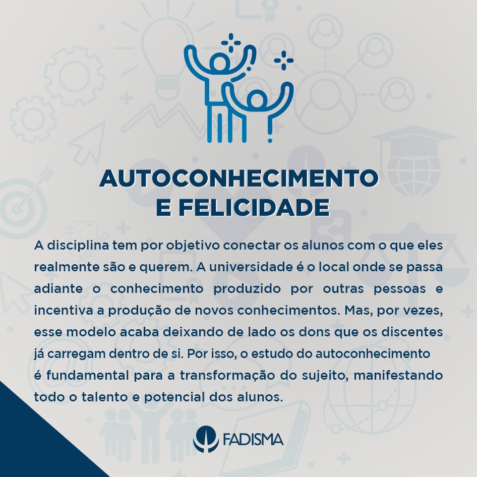 fadisma's tweet photo. 👉🏼 Conheça mais uma Disciplina Incrível que só a FADISMA oferece aos seu alunos!

Estamos com inscrições abertas - e gratuitas - para o INGRESSO FADISMA. Acesse https://t.co/Fql6q8dSOl

#ingressofadisma #vivaatransformação https://t.co/LpoYcEVrdw