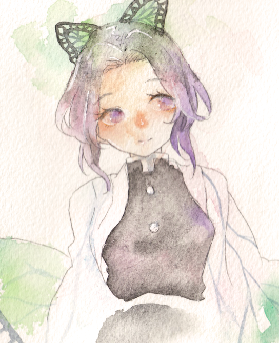 左野ナオイ🐧華激ノ宴🌻幽19さんがTwitterに投稿した胡蝶しのぶ(鬼滅の刃)のイラスト。