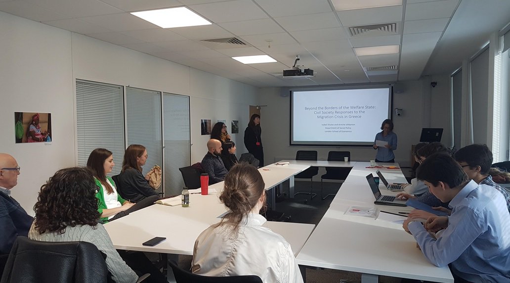 LSEInequalities's tweet photo. A snapshot from today's @LSEInequalities' #Migration Seminar with Dr Isabel Shutes (Associate Prof @LSESocialPolicy) on the migration crisis in Greece and the needs of people on the move. #LSEMigration #LSEEvents https://t.co/lO5GIr2Fol