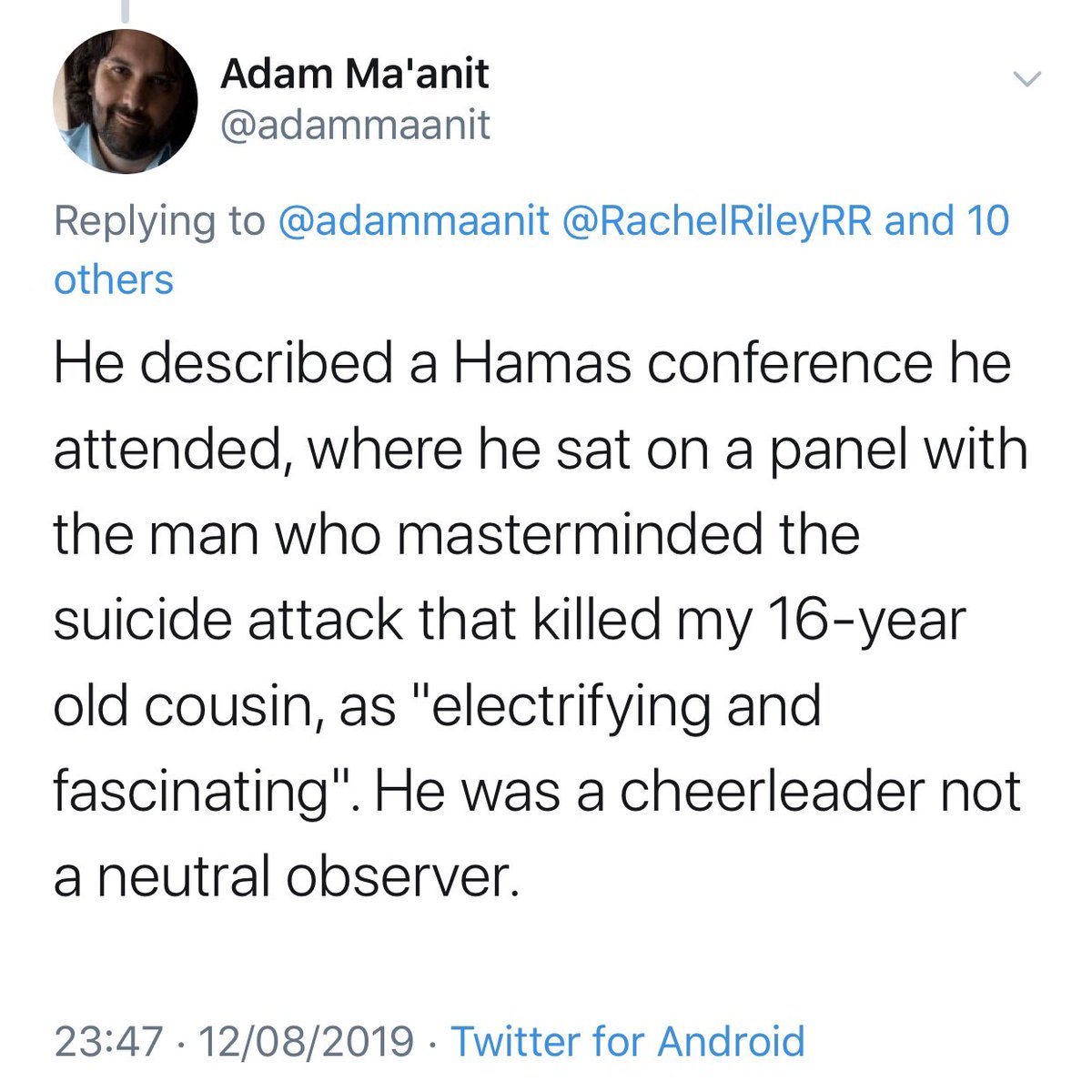 Corbyn on Hamas suicide bombers. (One reason British Jews are scared.) https://www.haaretz.com/world-news/europe/report-corbyn-was-at-conference-with-senior-hamas-officials-1.6390627