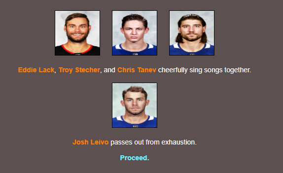 Action has slowed down in the final four as now they're singing songs while Josh Leivo passes out from being tired from murdering so many people