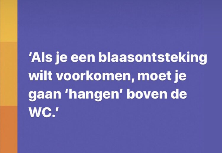 Hebben jullie al onze nieuwe stelling gezien waarmee we jou helpen meer inzicht te krijgen over wat normaal is en wat niet? Nog niet gezien? Kijk dan op Facebook en/of Instagram.

#blaas #blaasontsteking #bekkenbodem #bekken #plassen #mictie #urineweginfectie #watisnormaal