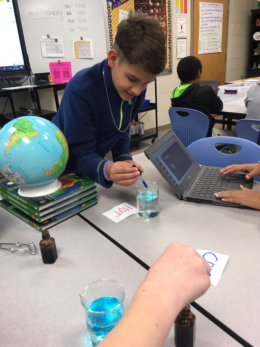 Students are investigating the effects of temperature on water movement.  #GoodAsGold. #TheDREWway