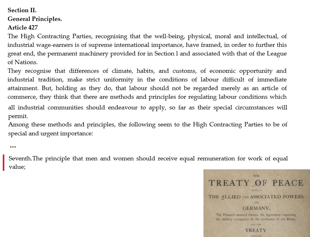 8. This was also the year the UK signed up to the principle that men and women should receive equal remuneration for work of equal value.