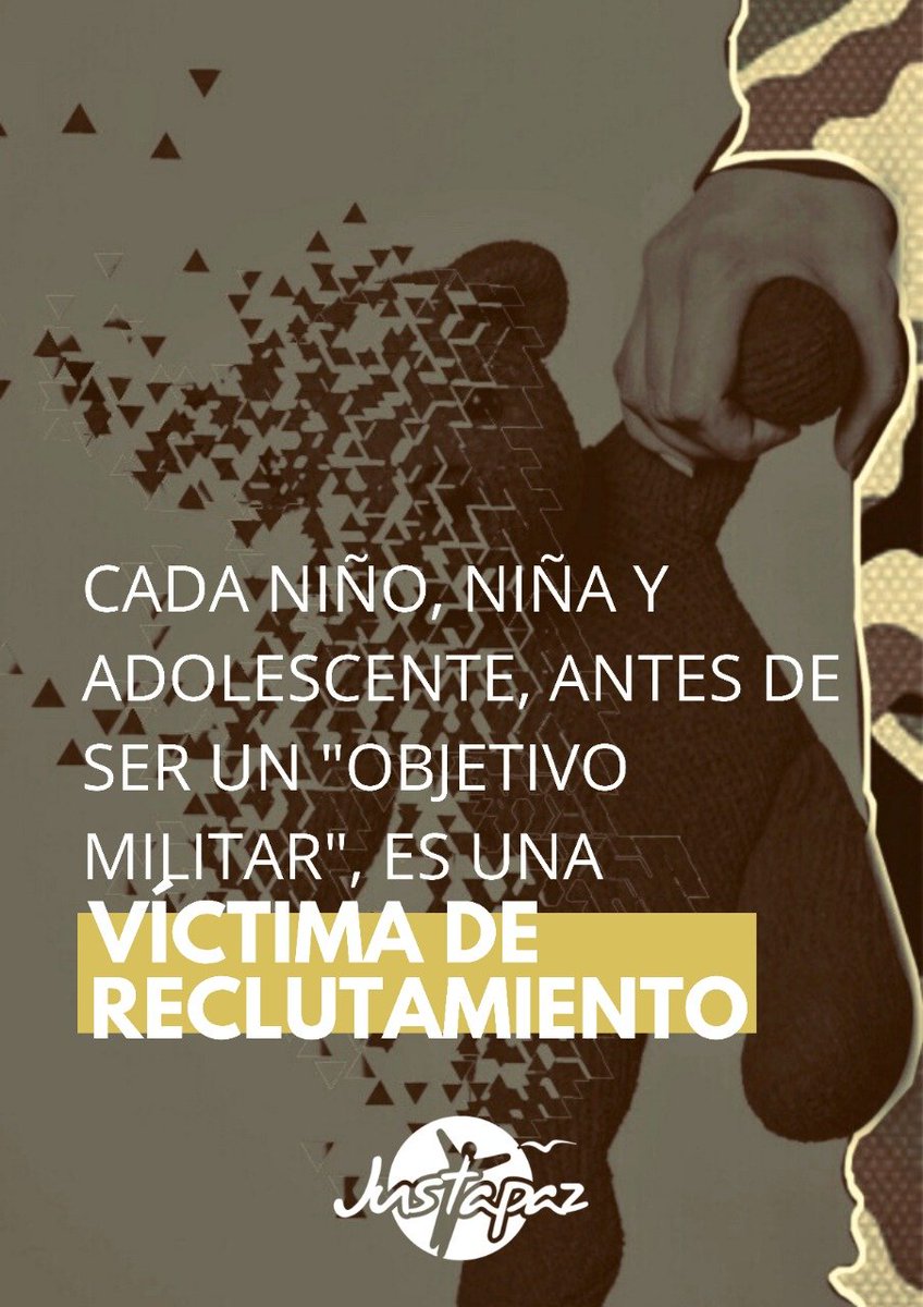 Justapaz_Col's tweet photo. ‼️🆘De acuerdo al Consejo de Seguridad de ONU, 293 niños/as y adolescentes han sido reclutados forzosamente después de la firma del Acuerdo de Paz en 🇨🇴🗣 #NoMásNiñxsParaLaGuerra #YoObjetoPor una infancia libre de violencias. https://t.co/9WSzvBKSJL