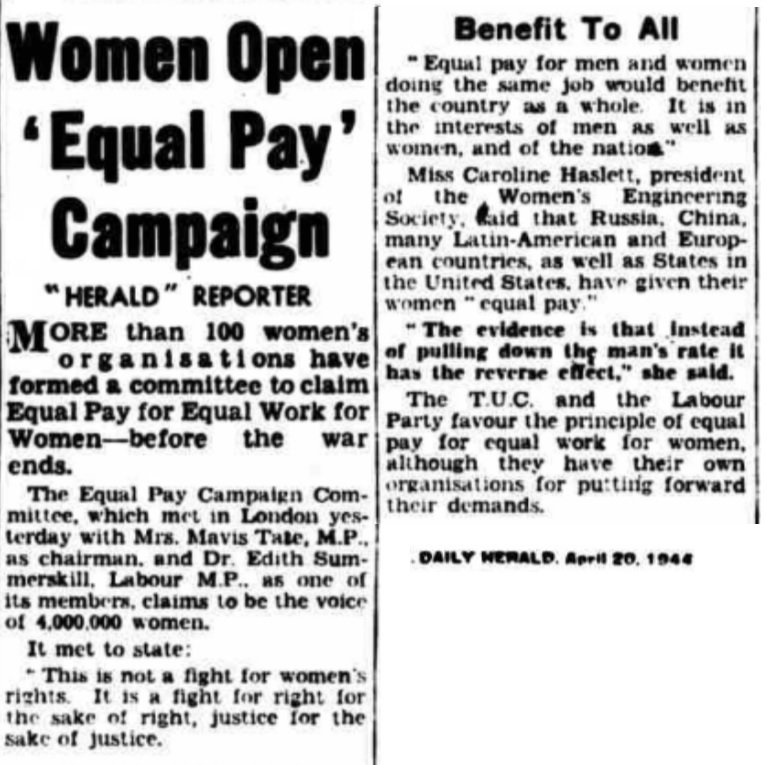 18. It was this success that led Mavis Tate to develop the ECCC into the Equal Pay Campaign Committee (EPCC), the campaign group that would lead the charge for equal pay in the civil service for the next 12 years.