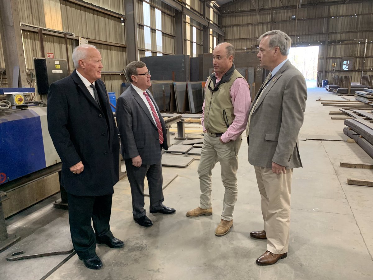 RepTimMooreNC's tweet photo. Manufacturing companies are driving much of North Carolina’s successful economic resurgence under pro-growth policies this decade. We are in Sanford, N.C. touring the Steel &amp; Pipe Corporation to learn how its structural fabrication operations create jobs benefitting Lee County. https://t.co/DsZsd2CbGY