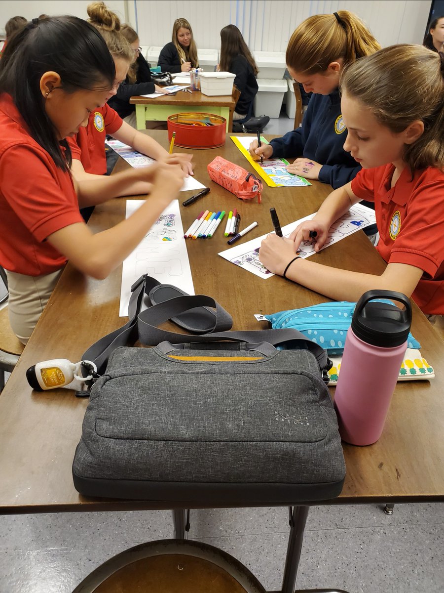 StMarthaCS's tweet photo. Each Wed. & Thurs. our Middle School students attend their chosen Elective Class for this semester. Mrs. Salomone is teaching a Calligraphy Class where they have created art based on Scripture, Personal Stationary, and Name Signs. #STREAM #ExcellenceInKnowledge https://t.co/zQqC5lF1tx