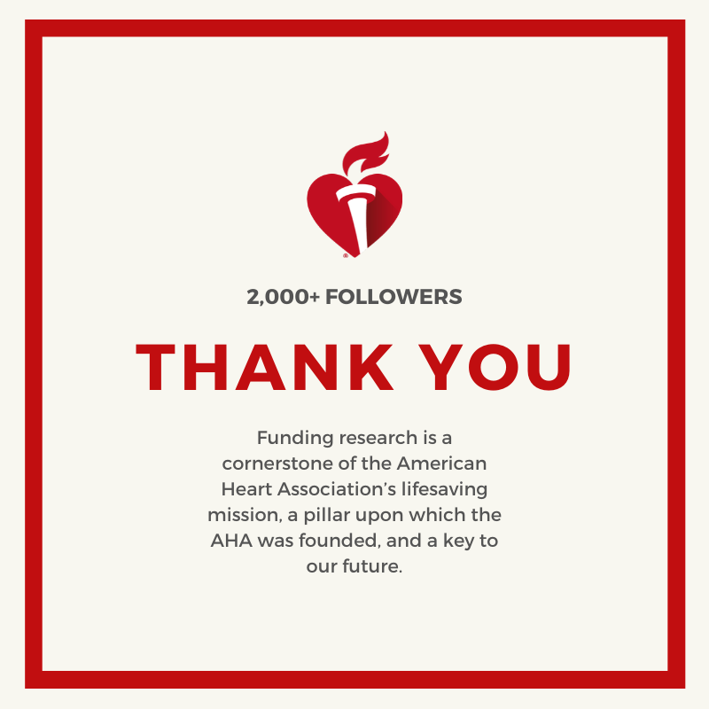 AHA_Research's tweet photo. Thank you to our followers. We can't wait to meet you at at Scientific Sessions! #AHA19 #CardioTwitter #Cardiology https://t.co/f9dY36ZVCg